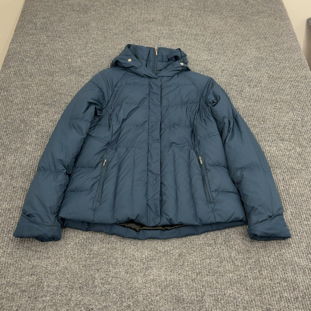 Columbia Puffer Jacket Womens L Blue Polyester Down Insulated Hooded Gorpcore
